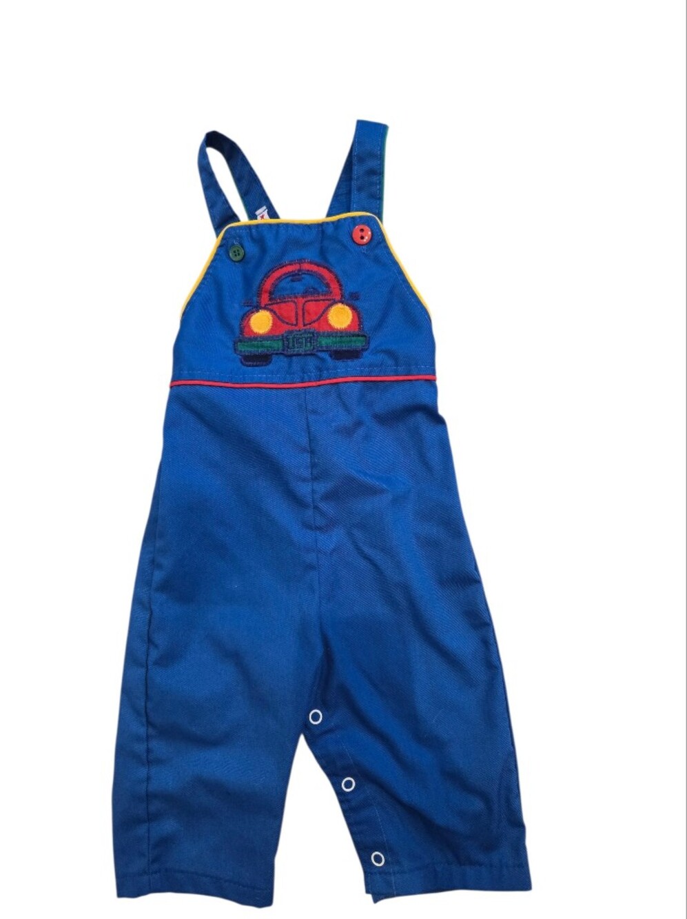 Vintage 1980s-1990s Healthtex Blue Overalls with USA Car Applique